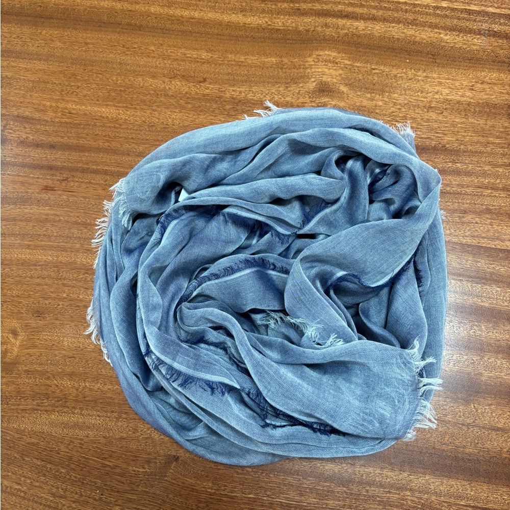 NFS - donated - Silk Icy Blue Fringed Scarf